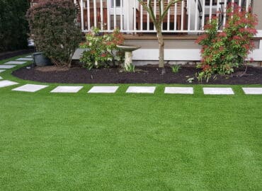 Front yard with pavers - installing synthetic turf