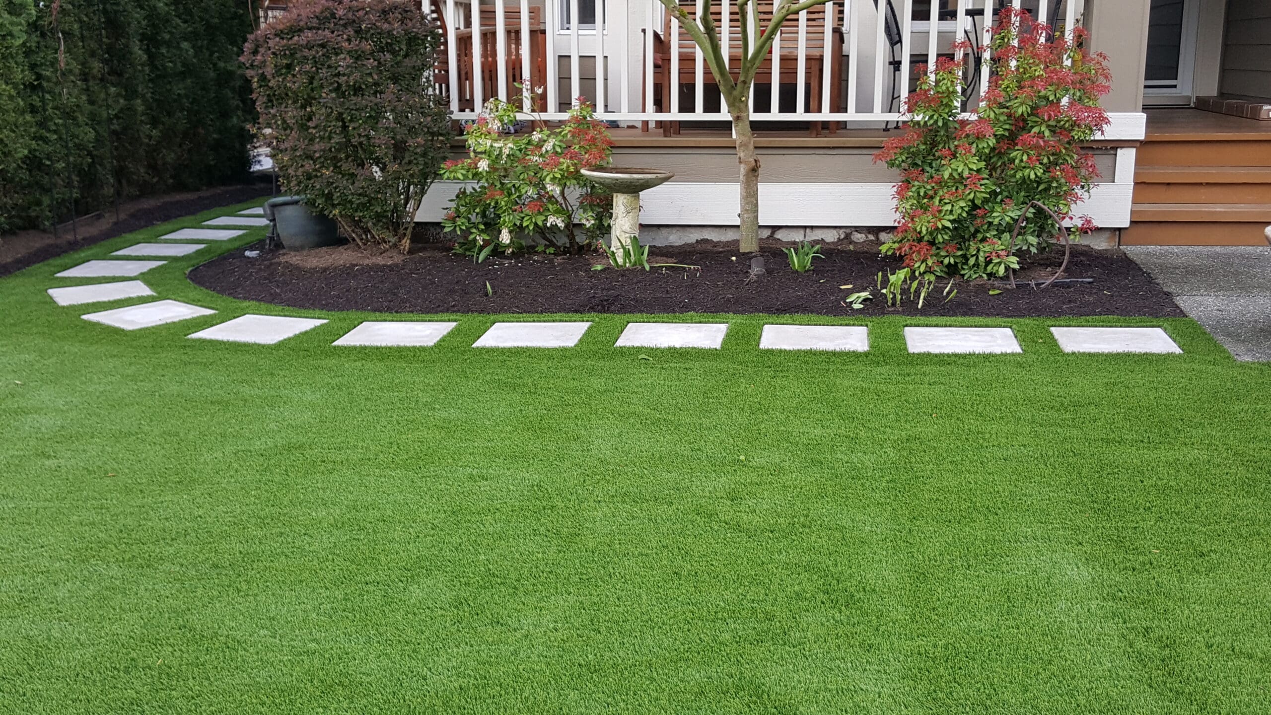 Front yard with pavers - installing synthetic turf