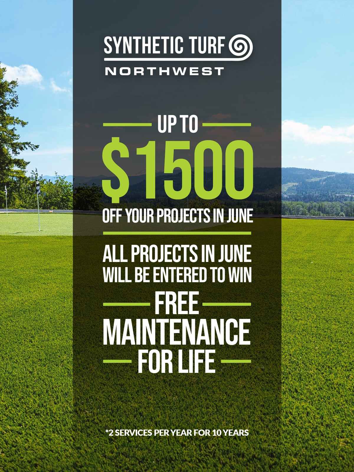 Keep your scores and prices low. Save up to $1000 on a golf green or synthetic lawn